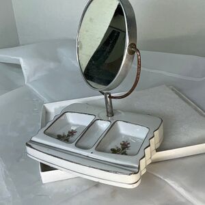 Vintage porcelain floral vanity with 2 sided mirror